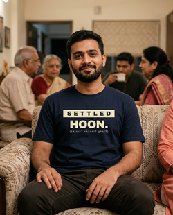 Settled Hoon. — Salary? Shaadi? Ghar? | Statement Stamp T-Shirt