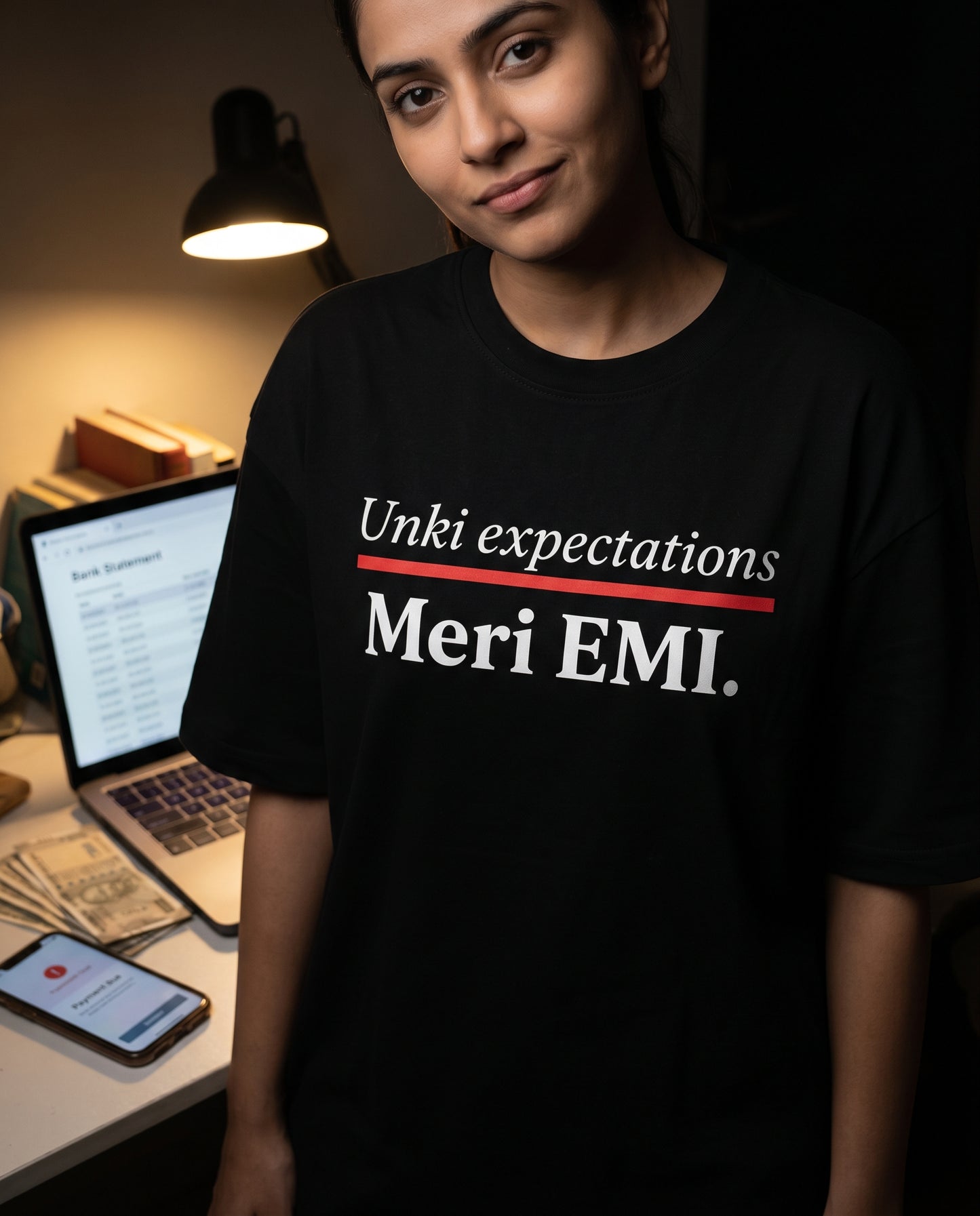 Unki Expectations. Meri EMI. — Unisex Oversized Tee