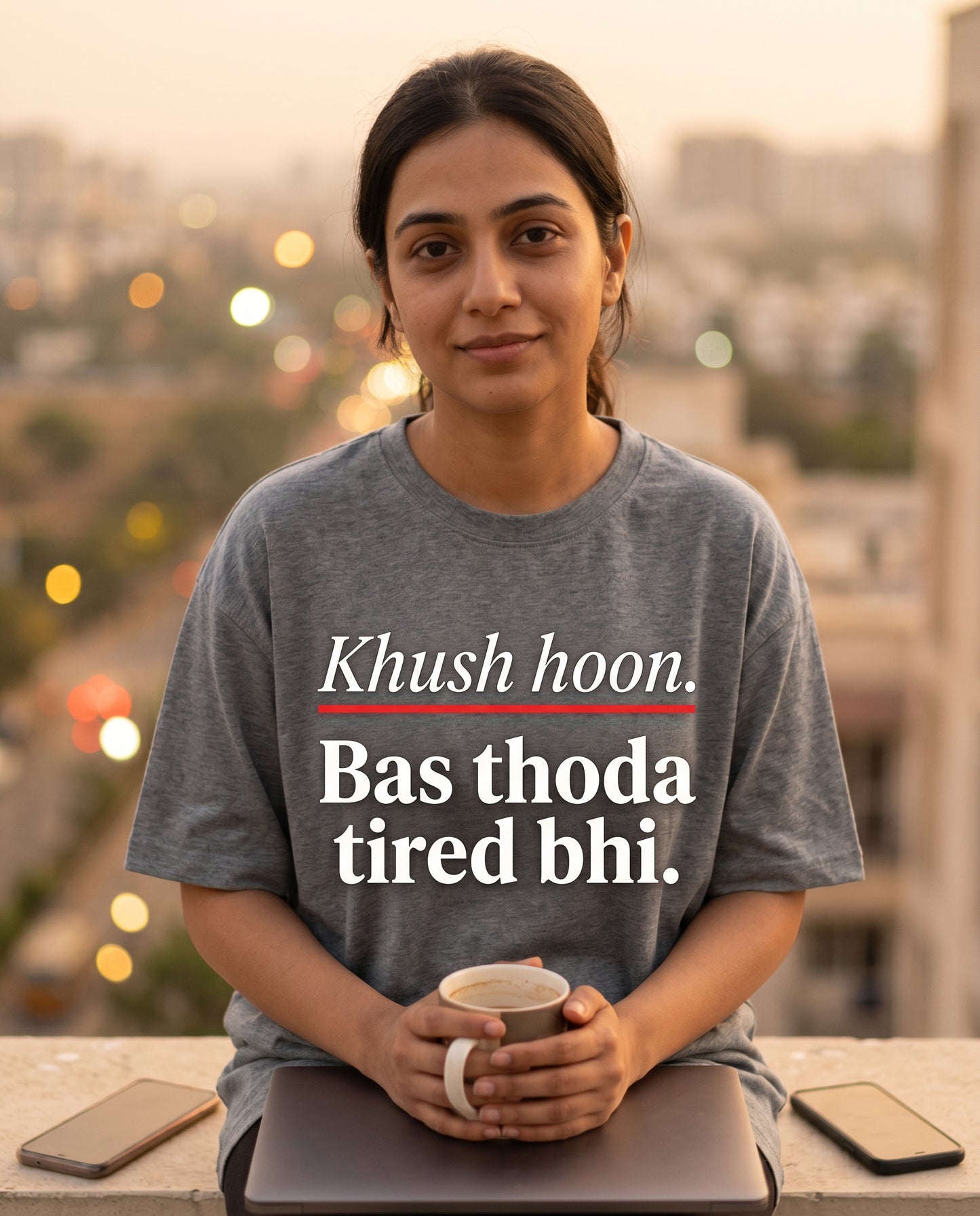 Khush hoon. Bas thoda tired bhi.