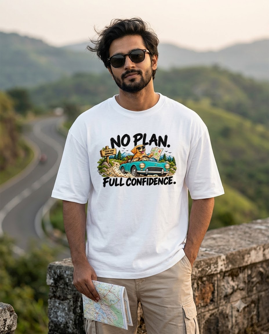 No Plan. Full Confidence. Oversized T-Shirt