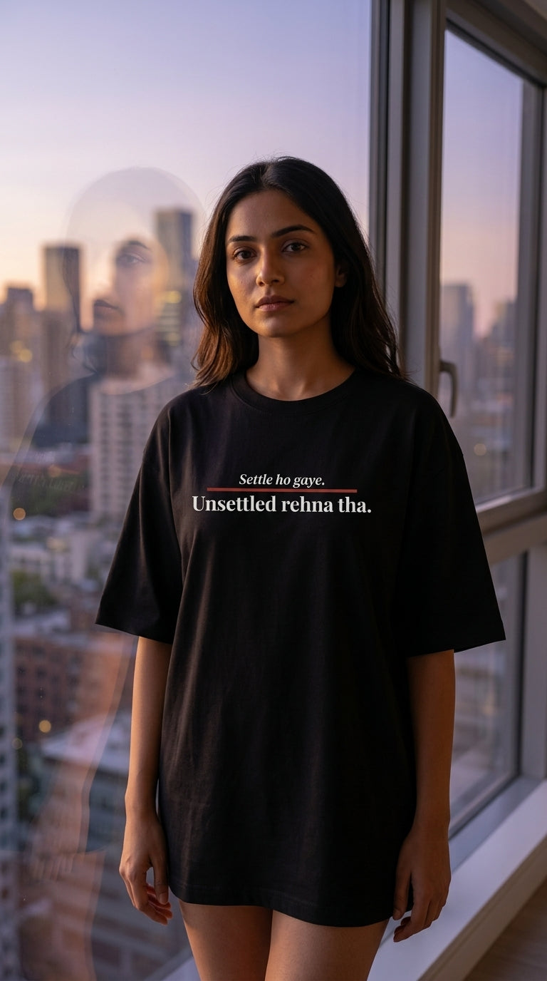 Settle Ho Gaye. Unsettled Rehna Tha. — Unisex Oversized Tee